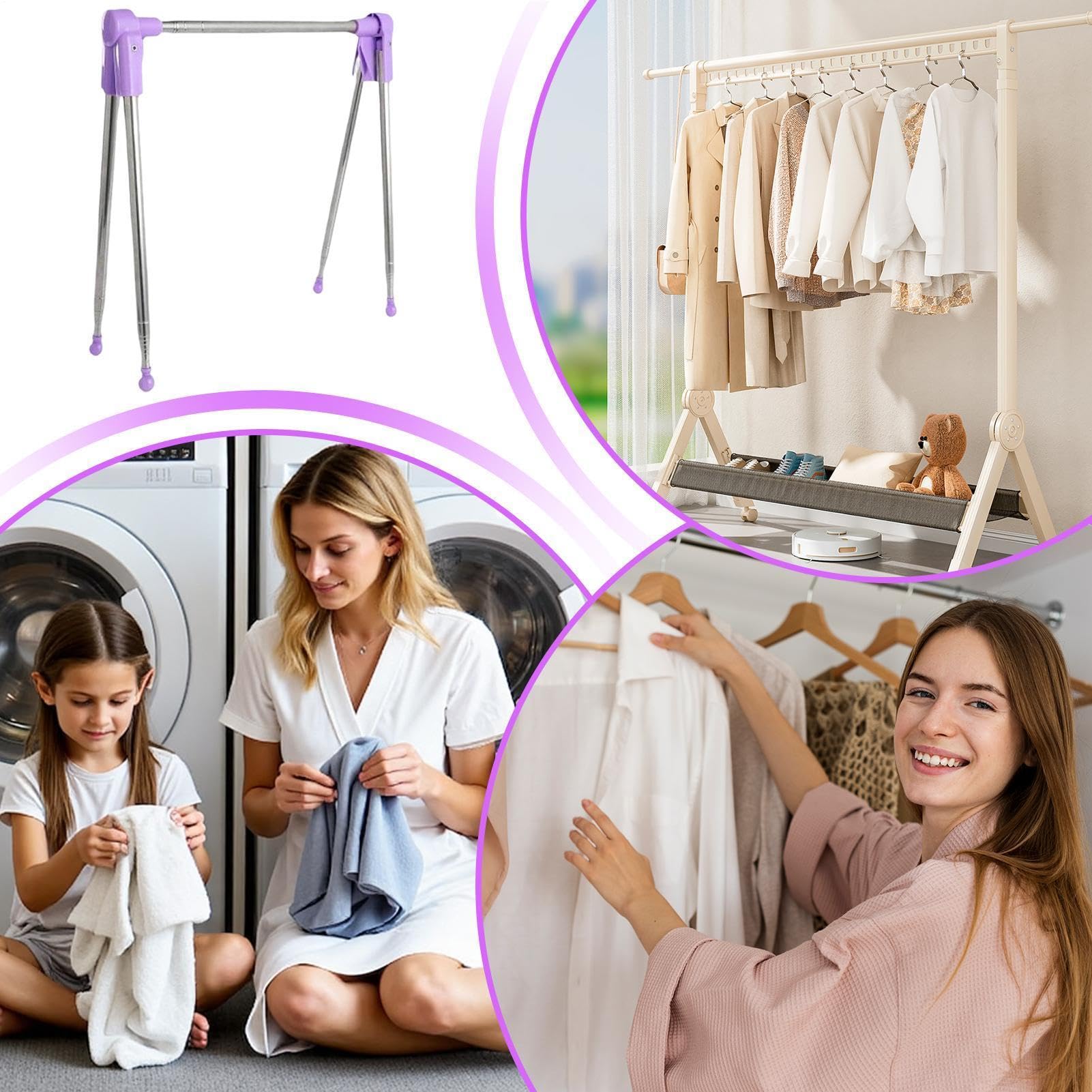 Étendoir à linge pliable | Porte-serviettes rétractable en acier inoxydable | Pour voyage, terrasse, jardin, chambre à coucher, camping, balcon, salle de bain, salon, appartement