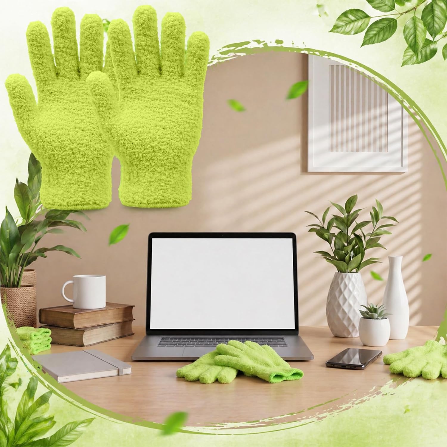 Shyyween 30 Pairs Microfiber Plants Dusting Gloves Indoor Gentle Leaf Cleaning Mitts Reusable Tight Space Dusting Glove Washable Dust Attracting Gloves for House, Car, Blinds, Furniture
