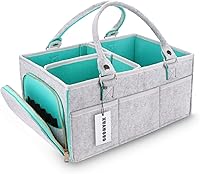 Vista 10 de Organizador de pañales para bebé para niña o niño, gran cesta de almacenamiento para guardería, cesta portátil, bolsa porta pañales para cambiador