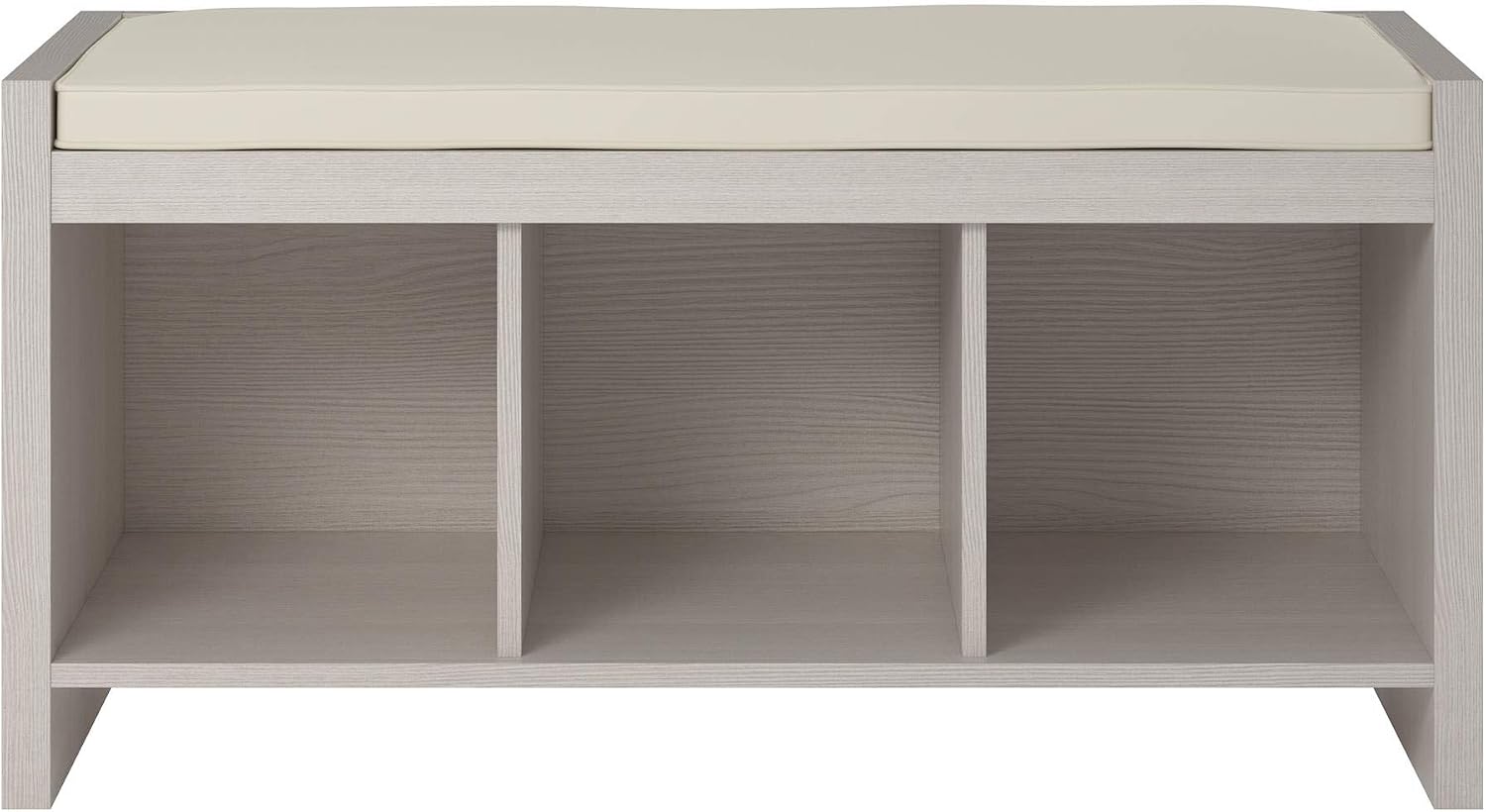 Ameriwood Home Penelope Entryway Storage Bench with Cushion, Ivory Pine