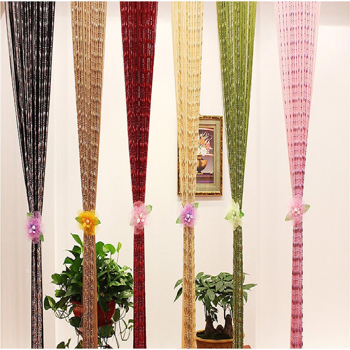 ECYC 39.37x78.74 inch Decorative String Curtain, Beaded Door Curtains Panel Divider Bead Line Curtains for Porch Bedroom Living Room Divider,Gray