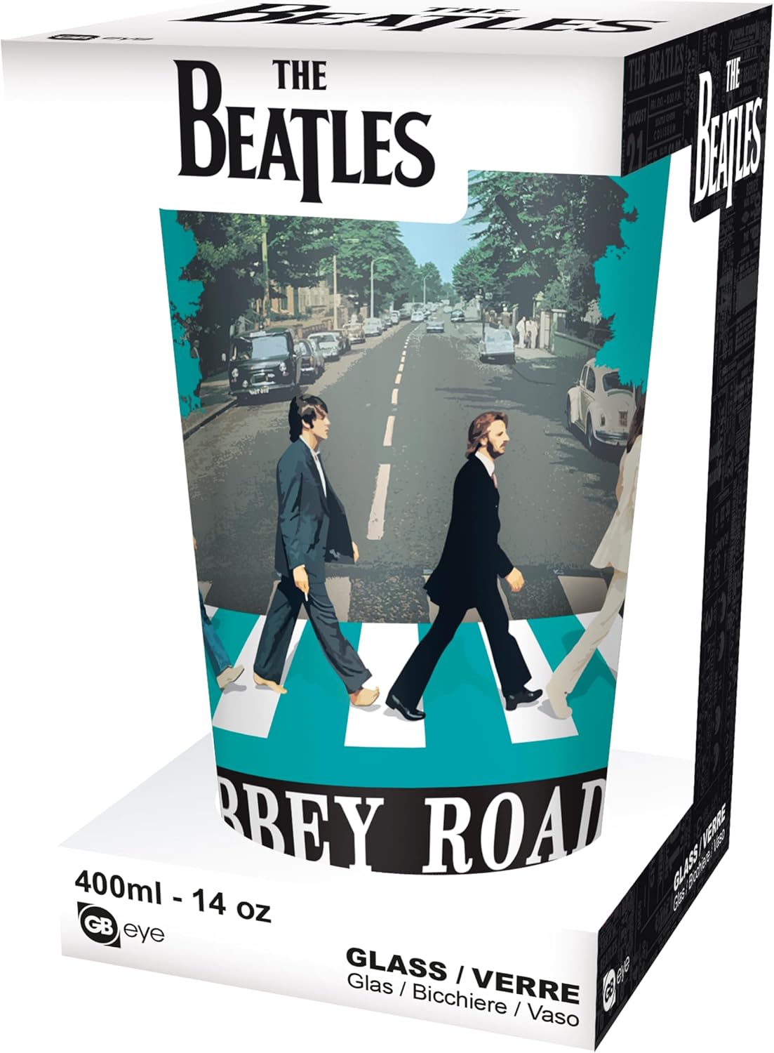 GB eye The Beatles XXL Glass Abbey Road holds 14 Fl Oz Music Band Crosswalk Come Together Drinkware Home & Kitchen Merch Gift
