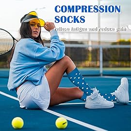 Aoliks Compression Socks for Women and Men Circulation, Blue Knee High Support Socks for Nurses Flying Hiking