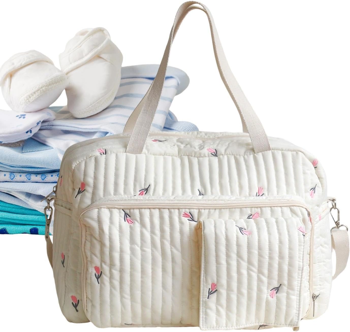 Tote Diaper Bag for Women | Flower Pattern Storage Tote,Large Diaper Bag - for Travel Work Gym School Hospital Vacation Beach Park Shopping Picnic Camping