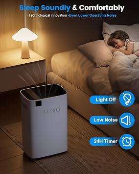 20L/Day Dehumidifier for Home, Powerful Dehumidifiers for Drying Clothes, Damp and Condensation, Digital Display & Humidity Sensor, 24H Timer, Continuous Drainage for Bedroom, Basement, Large Room