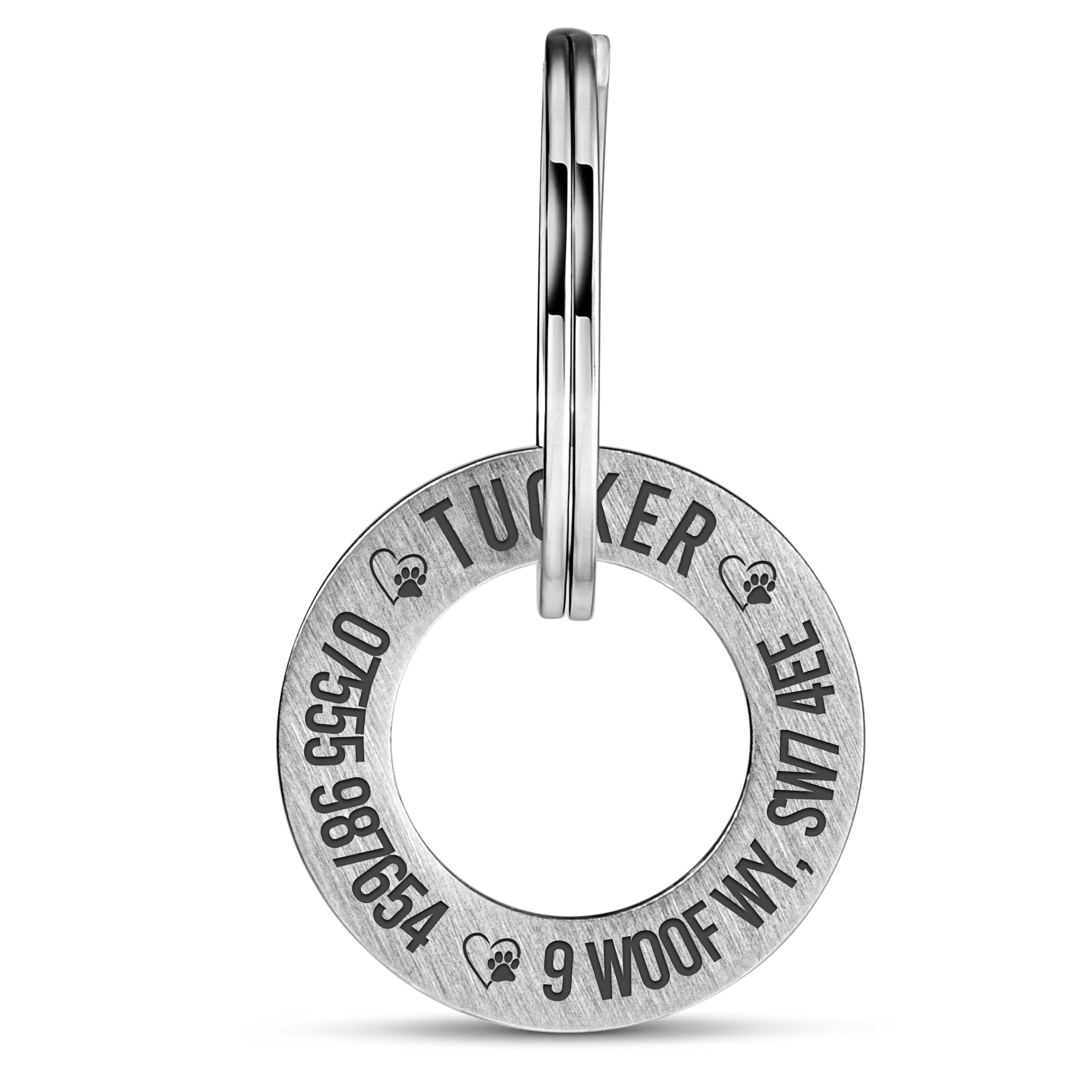 Personalised Dog Tags for Pets UK Prime - Round Washer Shaped Pet Tag for Dogs & Cats - Custom Engraved Stainless Steel Pets ID Name Tag - Double-Sided Identity Tags - Puppy Kitten Collar Accessories