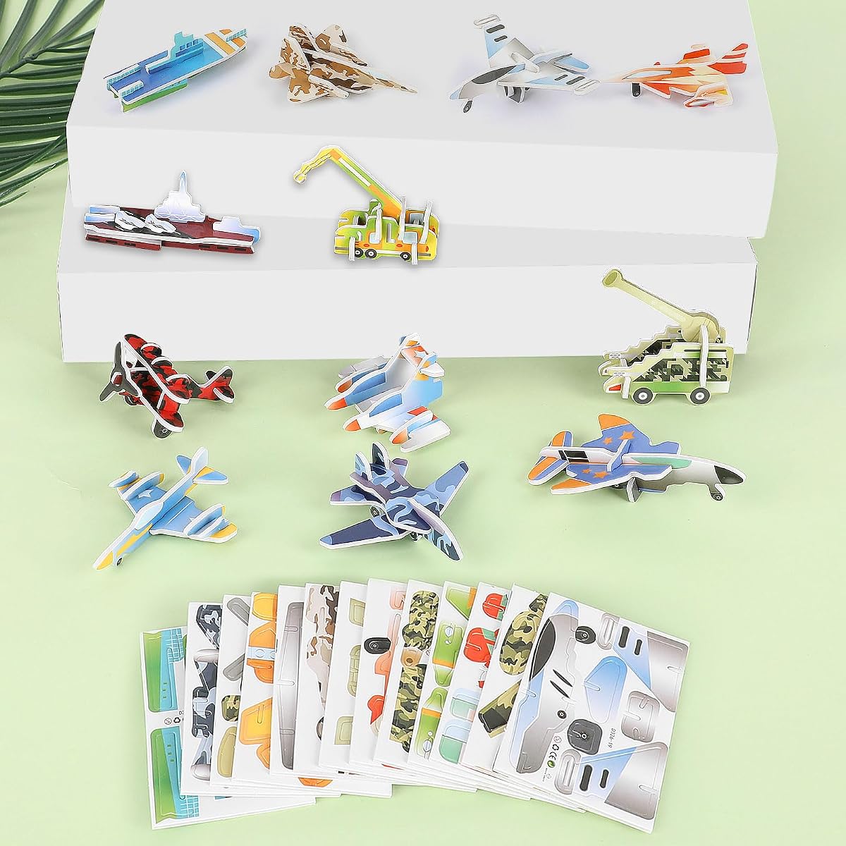 25 Pcs Educational 3D Cartoon Puzzles for Kids,3D Aircraft Learning Educational Paper Puzzle Game for DIY Crafts Gifts