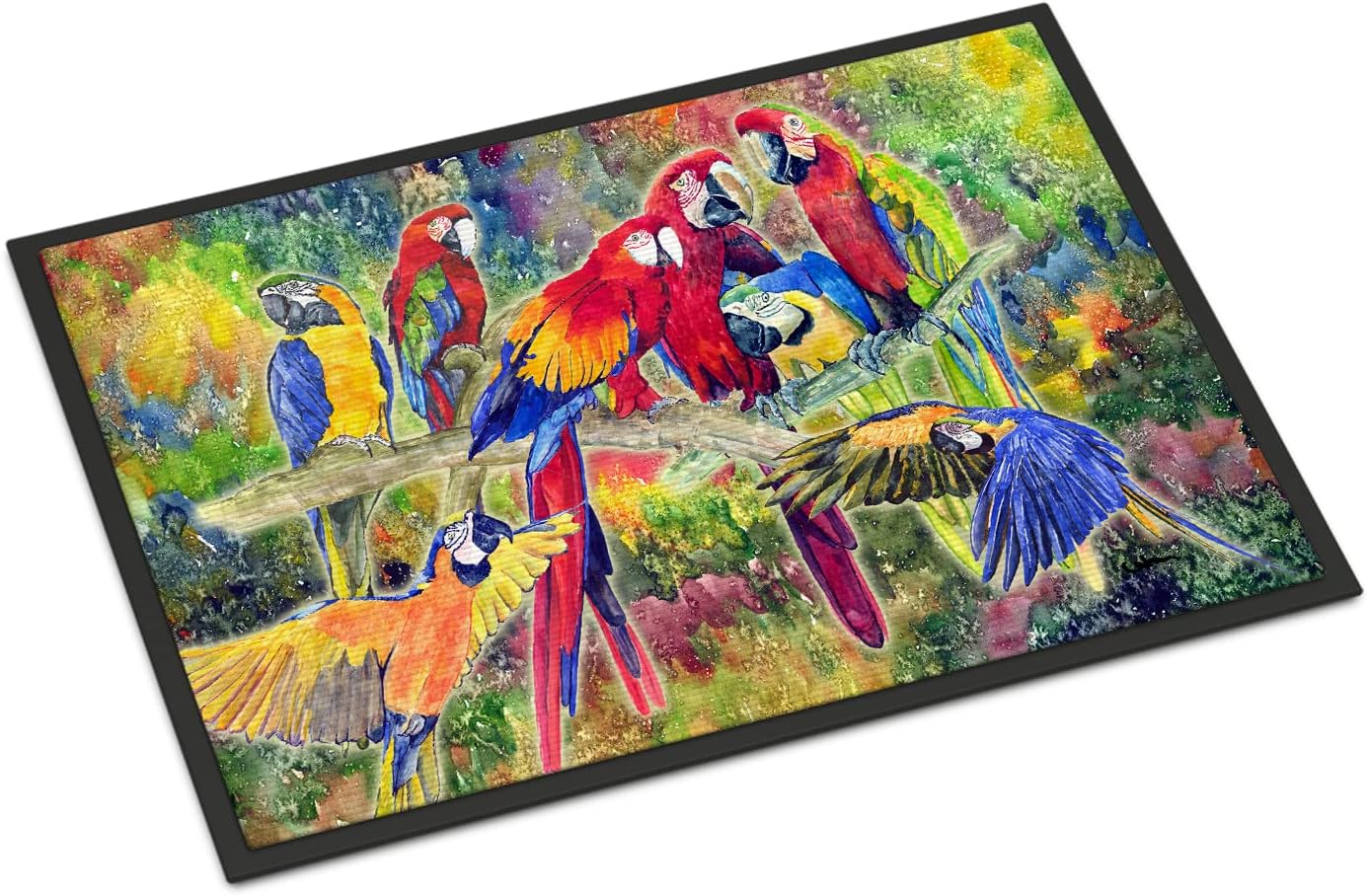 Caroline's Treasures 8600JMAT Parrot Doormat 24x36 Front Door Mat Indoor Outdoor Rugs for Entryway, Non Slip Washable Low Pile, 24H X 36W
