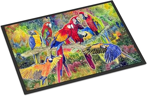 Caroline's Treasures 8600JMAT - Felpudo de loro de 24 x 36 pulgadas, para interiores y exteriores, para entrada, antideslizante, lavable, pelo bajo,