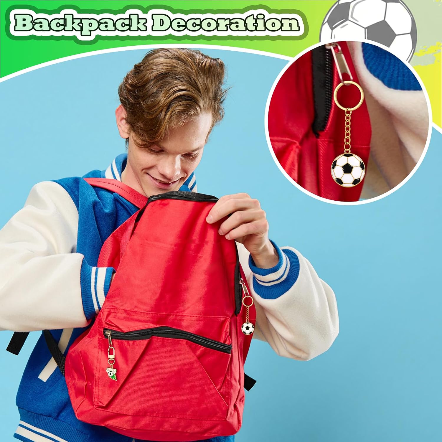 30 Pcs Soccer Keychain Bulk for 2026 Soccer Team Gifts 15 Styles Gold Charm Keychain Souvenir Sport Party Favors for Fan Players Backpack Goodie Bag Stuffer Accessories Pride Accessory
