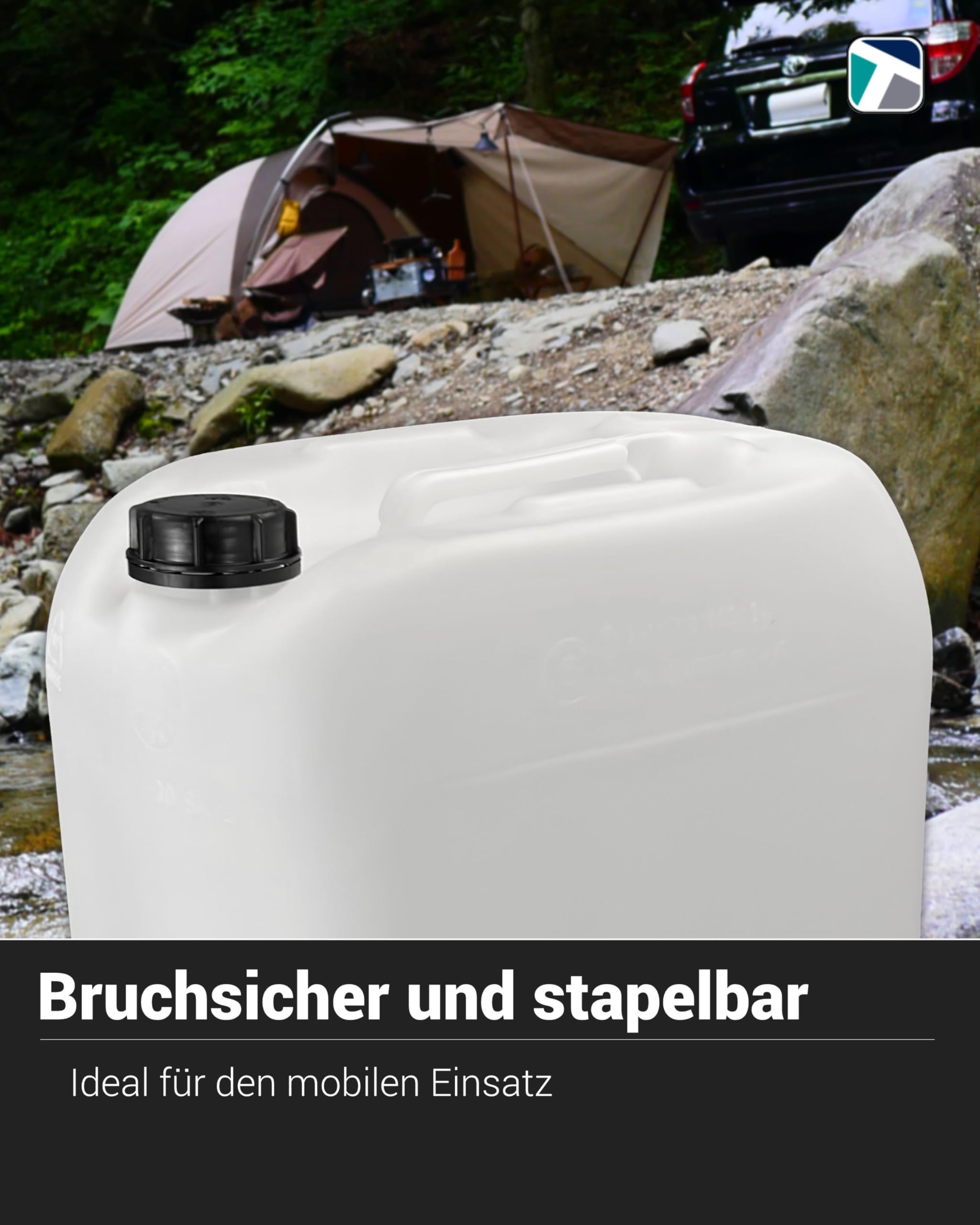 Trevendo 8er-Set Wasserkanister - Leerkanister - Kunststoffkanister (20 Liter, DIN 61, Ø49 mm) - lebensmittelecht & BPA-frei - inkl Beschriftungsetiketten