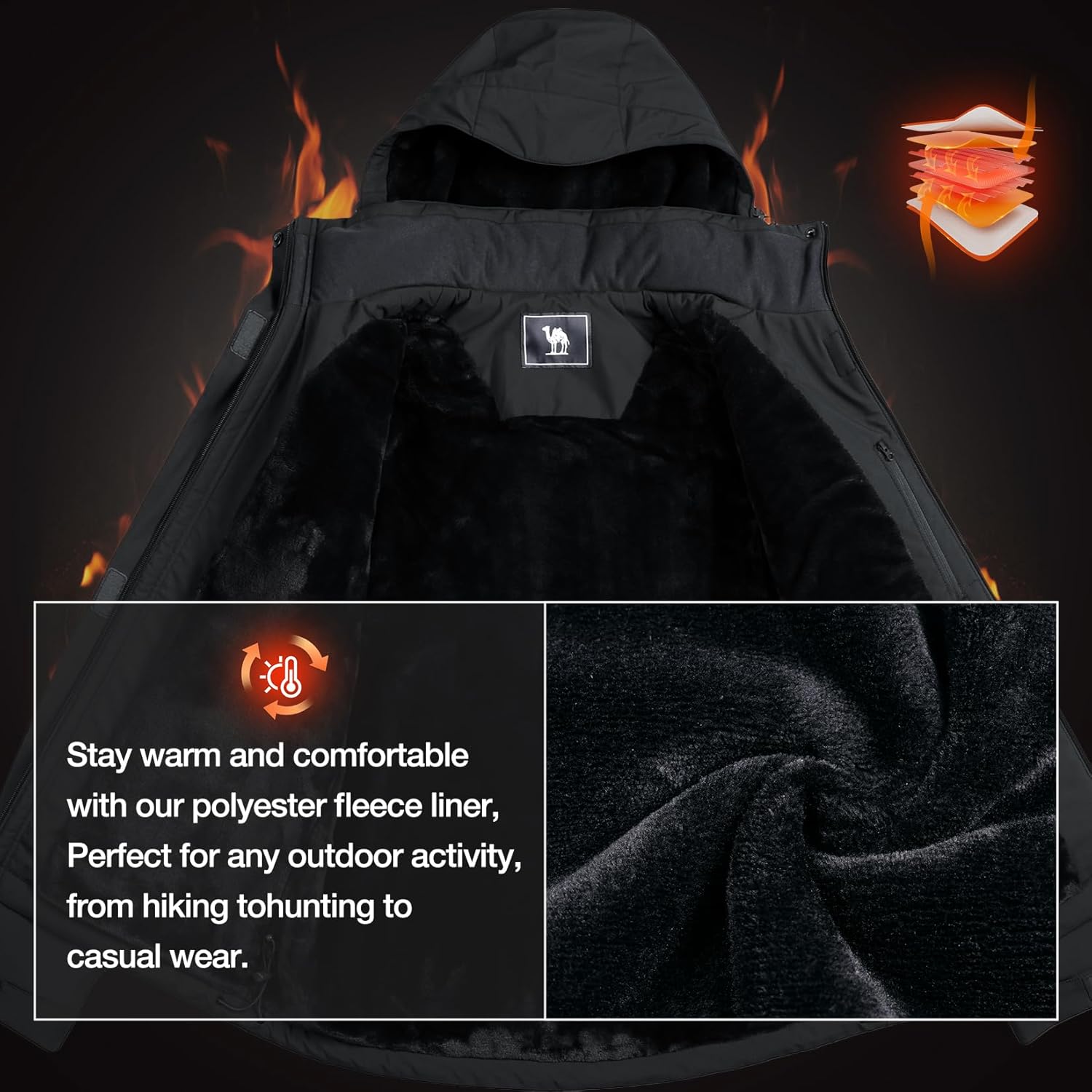 CAMEL CROWN Women's Ski Jacket Waterproof Winter Mountain Coat Warm Fleece Windbreaker Hooded Raincoat Snowboarding Jackets