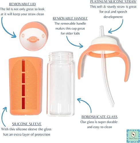 Miniatura 3 de The Luca - Juego de 2 vasos para beber de vidrio para niños pequeños verde menta y morado índigo a prueba de derrames popote de silicona 8 onzas