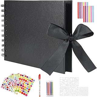 Álbum de Fotos Scrapbook, 30 Páginas Scrapbooking Album, 150 X 215mm Album Scrapbook con Resaltador, Album Hojas Negras para Regalos de Graduación, Cumpleaños, Aniversario de Boda