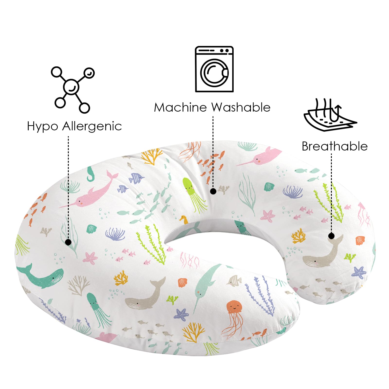 Little Grape Land 2 Pack Nursing Pillow Covers, Stretchy and Soft Nursing Cover for Breastfeeding Microfiber - Image 2