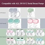 Wearable Breast Pump Milk Collector Cup Accessories,Compatible with 24mm TSRETE/kmaier/eulumap/Momcozy S9/S12 Wearable Breast Pump,Upgrade Duckbill Valve with Free Rotation,Extra 5pcs Flange Inserts