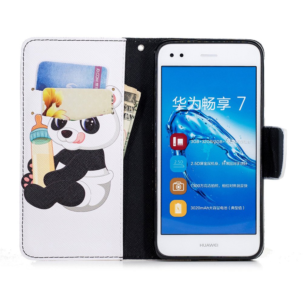 COTDINFOR Custodia Huawei P9 Lite Mini,Cover Pelle Huawei P9 Lite Mini,[Supporto Stand][Carta Fessura],Magnetica Protettiva Flip Wallet Cover per Huawei P9 Lite Mini Baby Panda BF