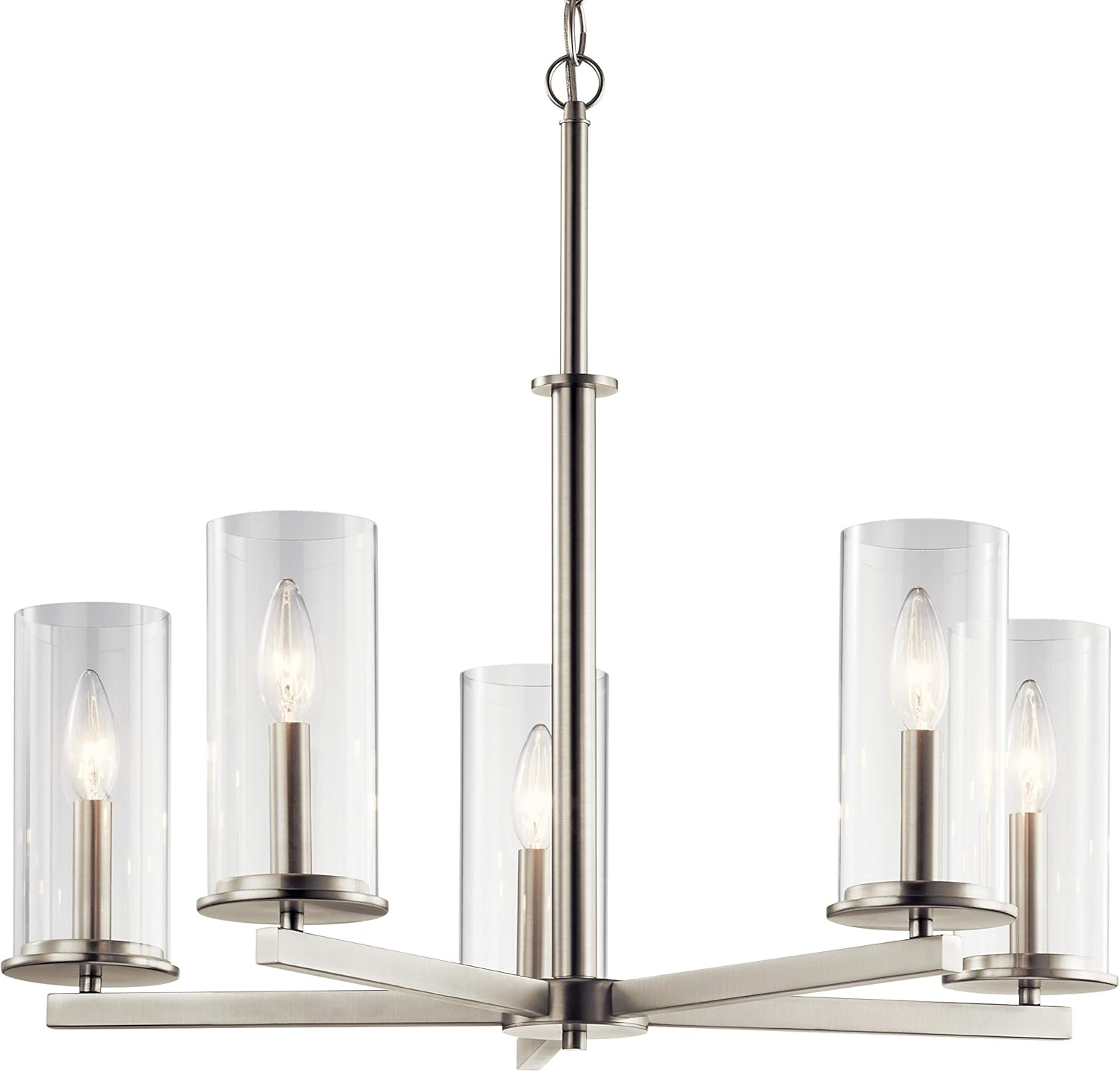 KICHLER Crosby 22.25" 5 Light Chandelier Clear Glass Brushed Nickel, White