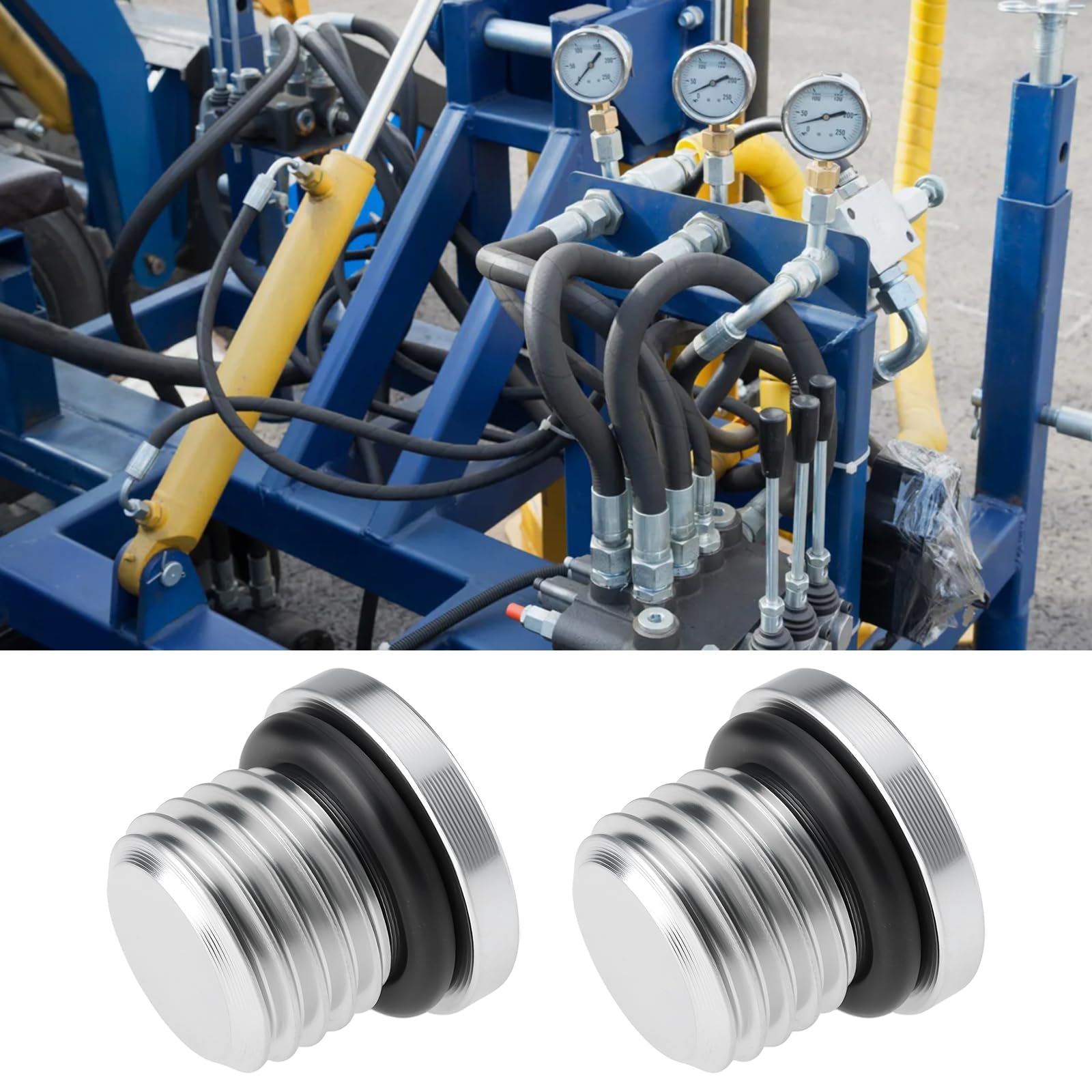 Lot de 2 bouchons UNF en acier zingué 7/16"-20 UNF avec joint en caoutchouc pour applications basse et haute pression