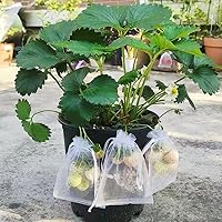 Vista 4 de Bolsas de protección de frutas de uvas, para jardín con cordón de malla, bolsas de malla de fresa y uva (color: blanco, tamaño: 7.9x11.8 in(100pcs))
