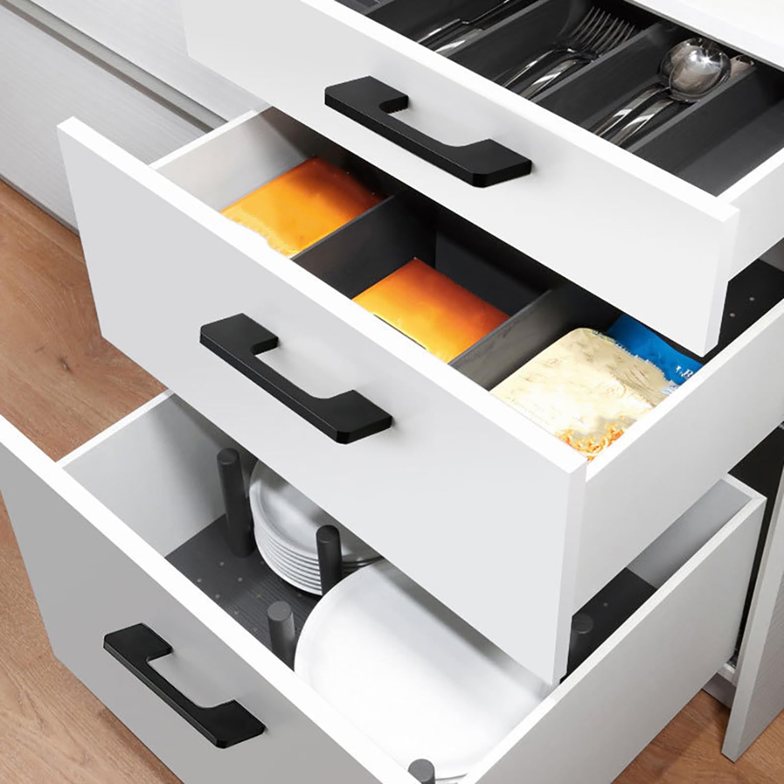 4 X Maniglie per Ante di mobili Moderne,Maniglie per mobili in Lega di Alluminio con Barra a T,Maniglie per cassetti,per armadi da Cucina e Bagno,Armadio e cassetto (Viti Incluse,Nero)