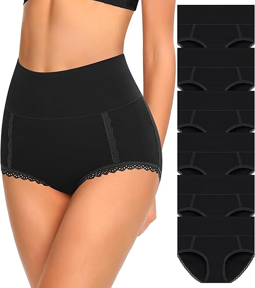 MISSWHO Cotton High Waisted Soft Womens Underwear Breathable Panties, Multipack
