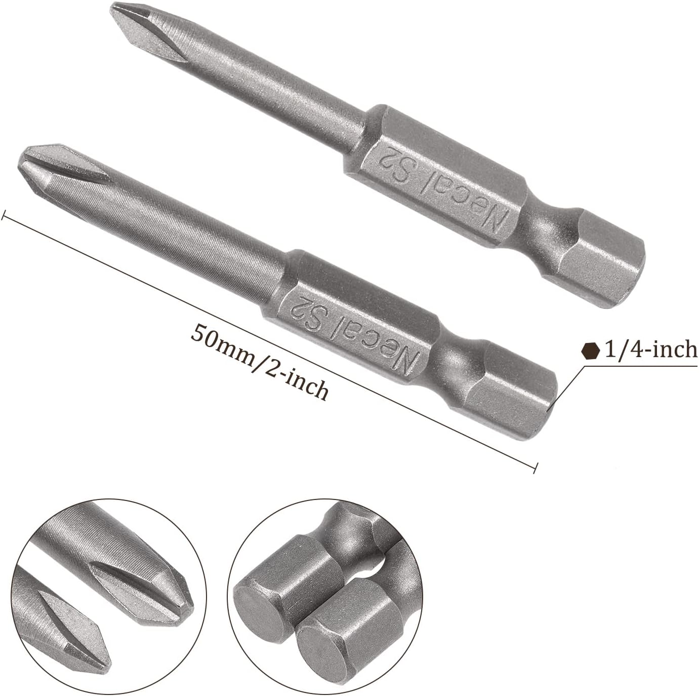 Tri-point Screwdriver Bit Set - [2 Inch x H1/4 x Y1 Y2] Hex Shank Magnetic Y-type Batch Head for Pneumatic or Power Tool Use, S2 Steel