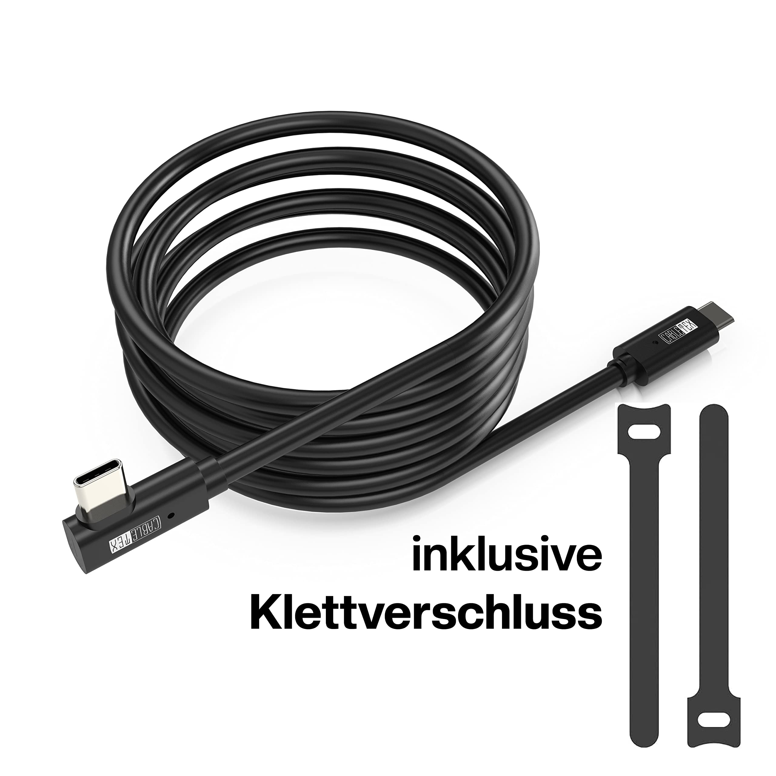 CABLETEX 5m Link Kabel für Meta Quest 3, Oculus Quest 2, PICO 4, PSVR2, Steam VR – USB 3.2 USB C Kabel für VR Headset und Gaming PC, 5 Gbit/s Datenübertragung