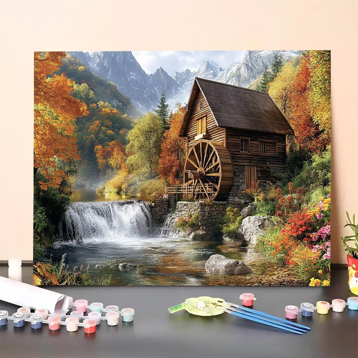 Kabine Dipingere con i Numeri Cascata Dipingere con i Numeri per Adulti Bambini Principianti, Fai da te Paint by Numbers Kit Artigianato Hobby Adulti, La Decora la Casa Regalo 100 x 135 cm 04-7