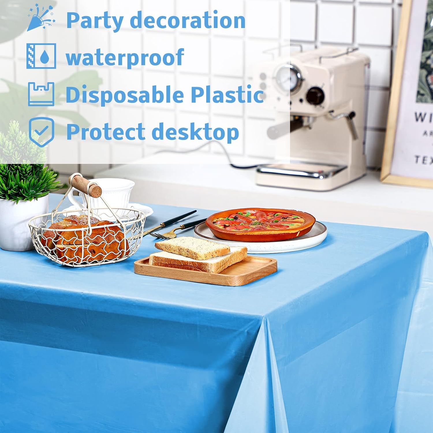 Frienda 12 Pcs Assorted Color Disposable Plastic Tablecloth Rectangle Table Cover Decorative Plastic Disposable Table Cloths for Theme Party Birthday Wedding Picnic Home (Blue Series, 54 x 108 Inch)