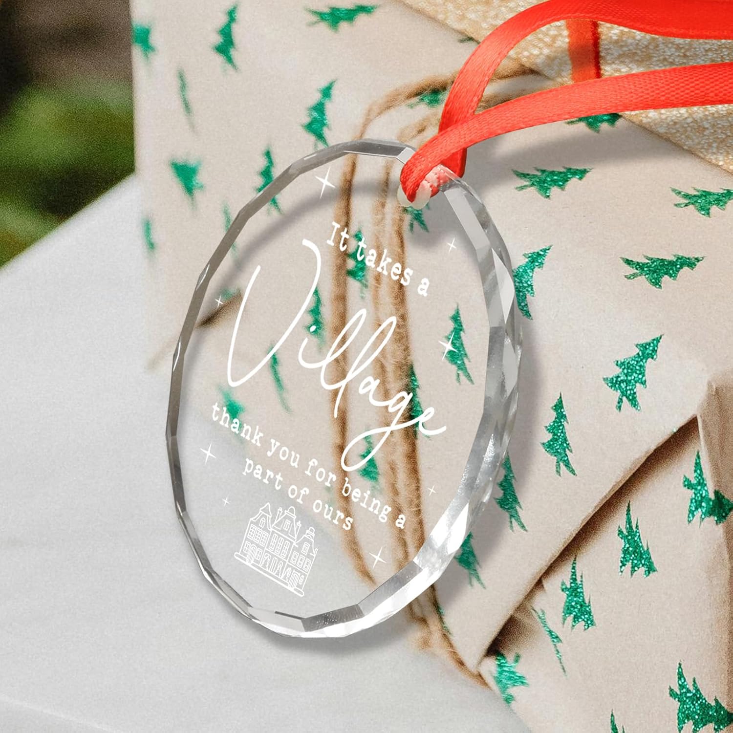 It Takes A Village Thank You for Being Part of Ours Thank You Gifts for Women Men Teacher Appreciation Farewell Gifts for Coworkers Appreciation for Boss Coworkers Nurse - Glass Ornament - Image 3