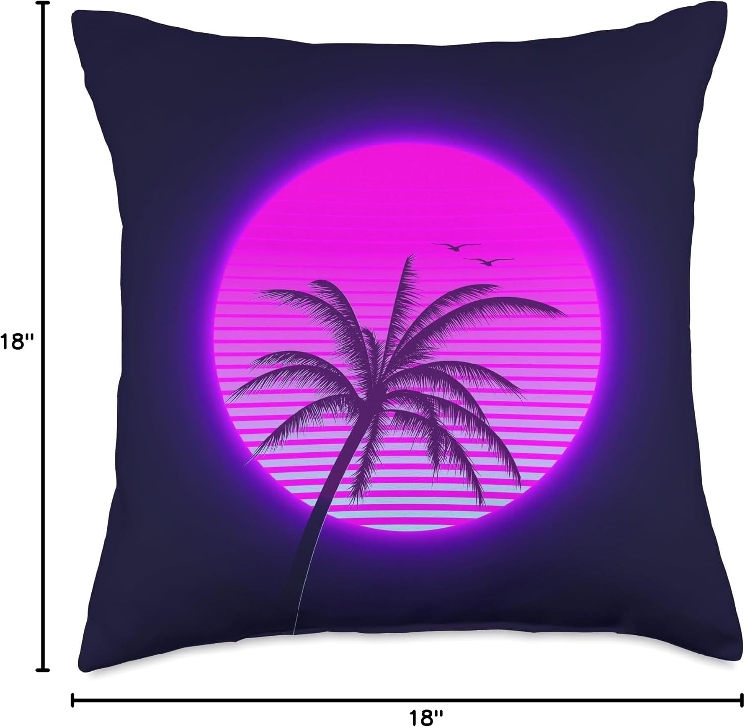 80s Retro Vaporwave Palm Tree Sunset Synthwave Throw Pillow