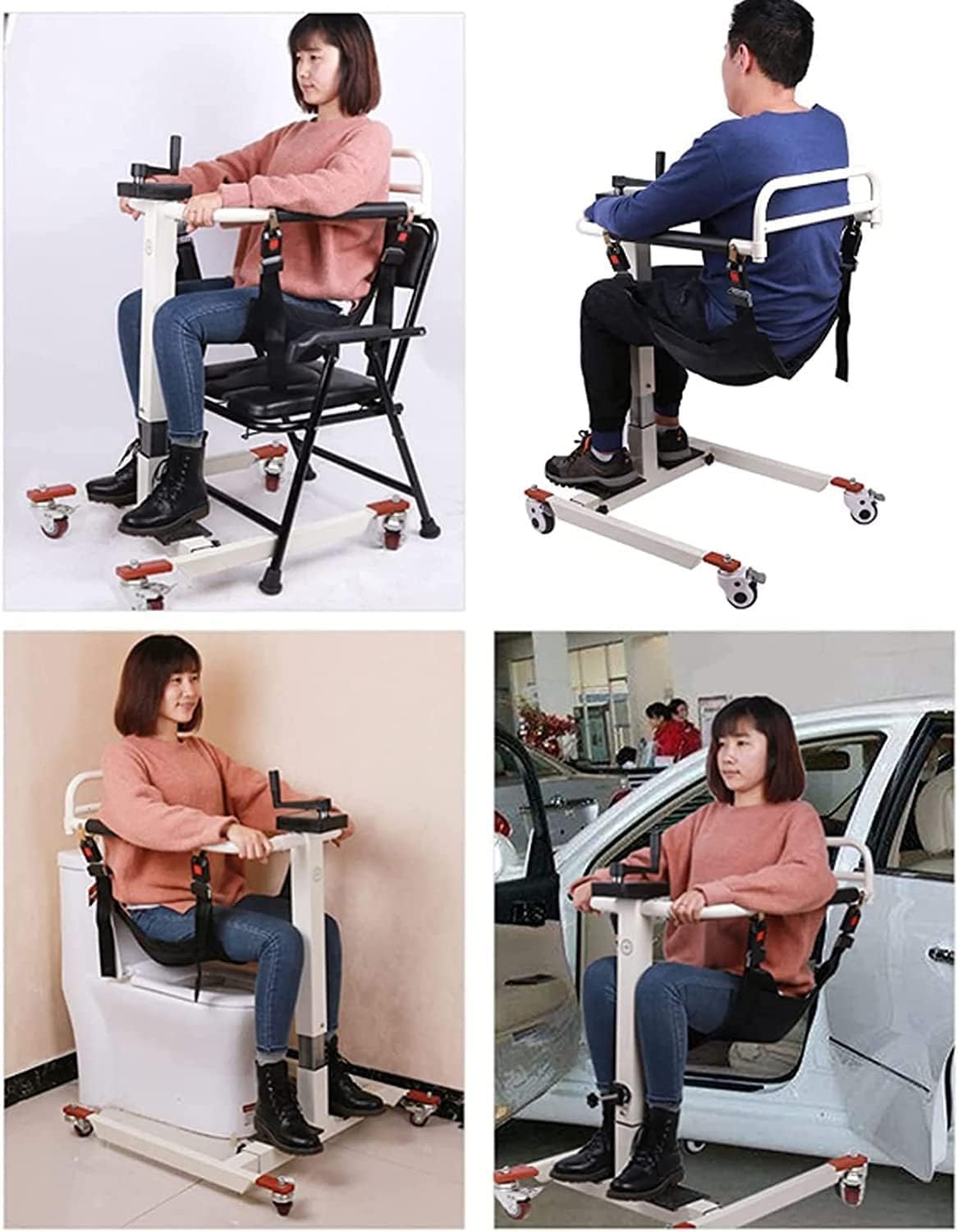 Silla de Transferencia con Grúa 4 en 1 Silla de Transferencia Elevador de Pacientes,Silla de Ruedas para el hogar, Ayuda de Transferencia,Ajustable en Altura/Anchura
