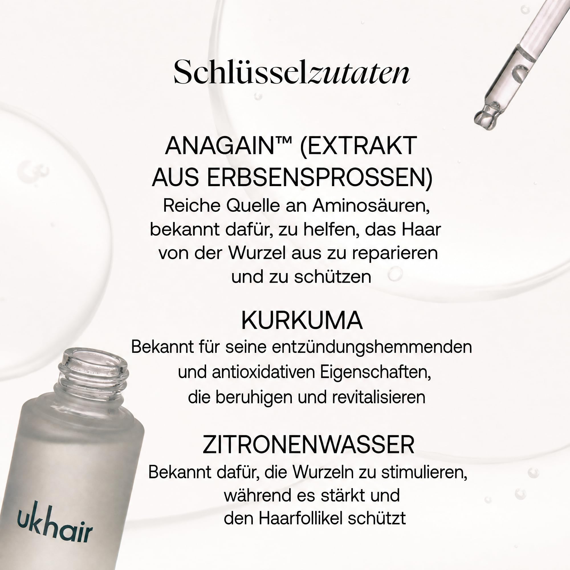 UKLASH Haarrevitalisierendes Serum für Männer und Frauen, fördert die Dicke bei dünnerem Haar und Haarausfall, klinisch getestet, leicht und schnell saugfähig