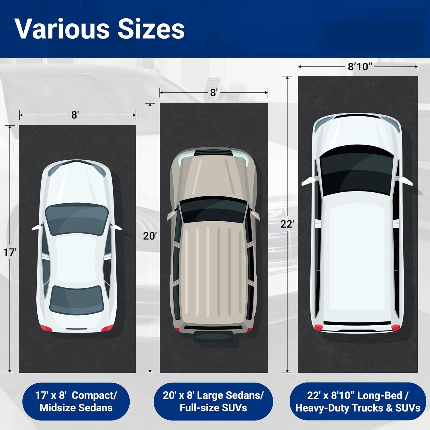 FLEXIMOUNTS 17' x 8' Garage Floor Mat Oil Spill Mat with Waterproof Slip-Resistant Backing, Waterproof Rubber Backing Floor Protection Shop Toolbox Containment Carpet, Absorbent, Slip-Resistant