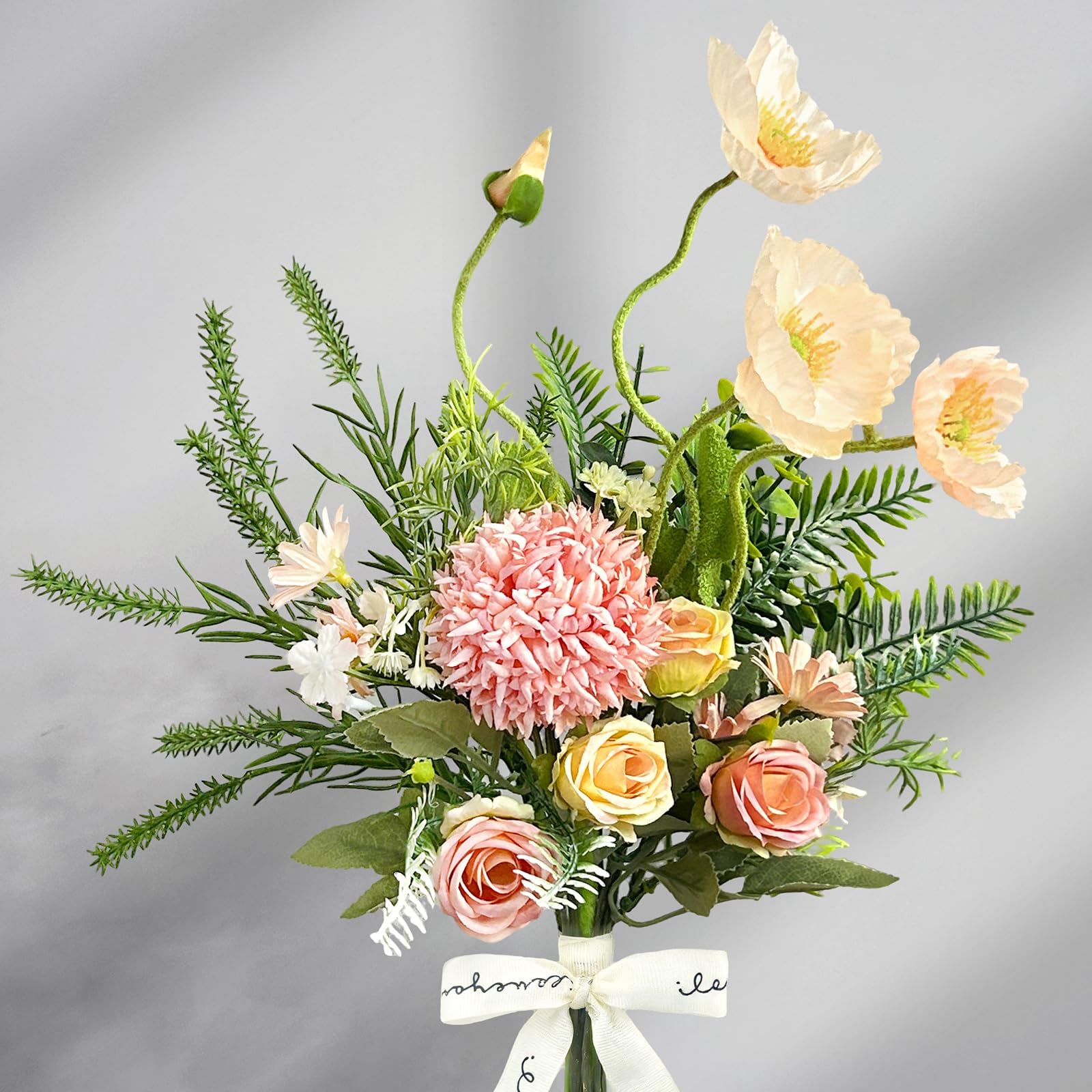ROLLWAY 5/4 Bündel Kunstblumen wie Echt Pfingstrosen Künstlich Seidenblumen Groß 51cm, Künstliche Blumen Ranunkeln Künstlich Pfingstrose Kunst Blumen Künstlicher Blumenstrauss