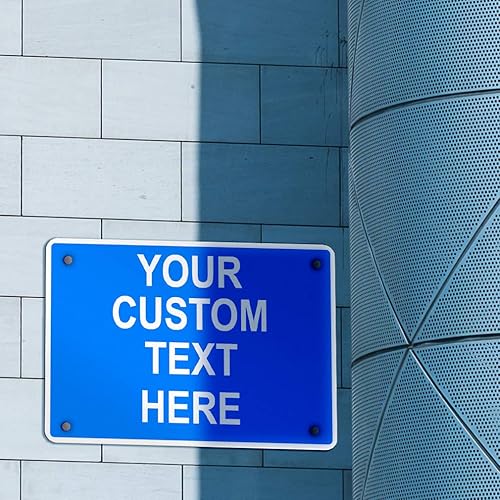 Miniatura 59 de Cartel de aluminio resistente a la intemperie de varios tamaños, personalizable con texto en inglés Regulación de Tráfico Negro/Blanco