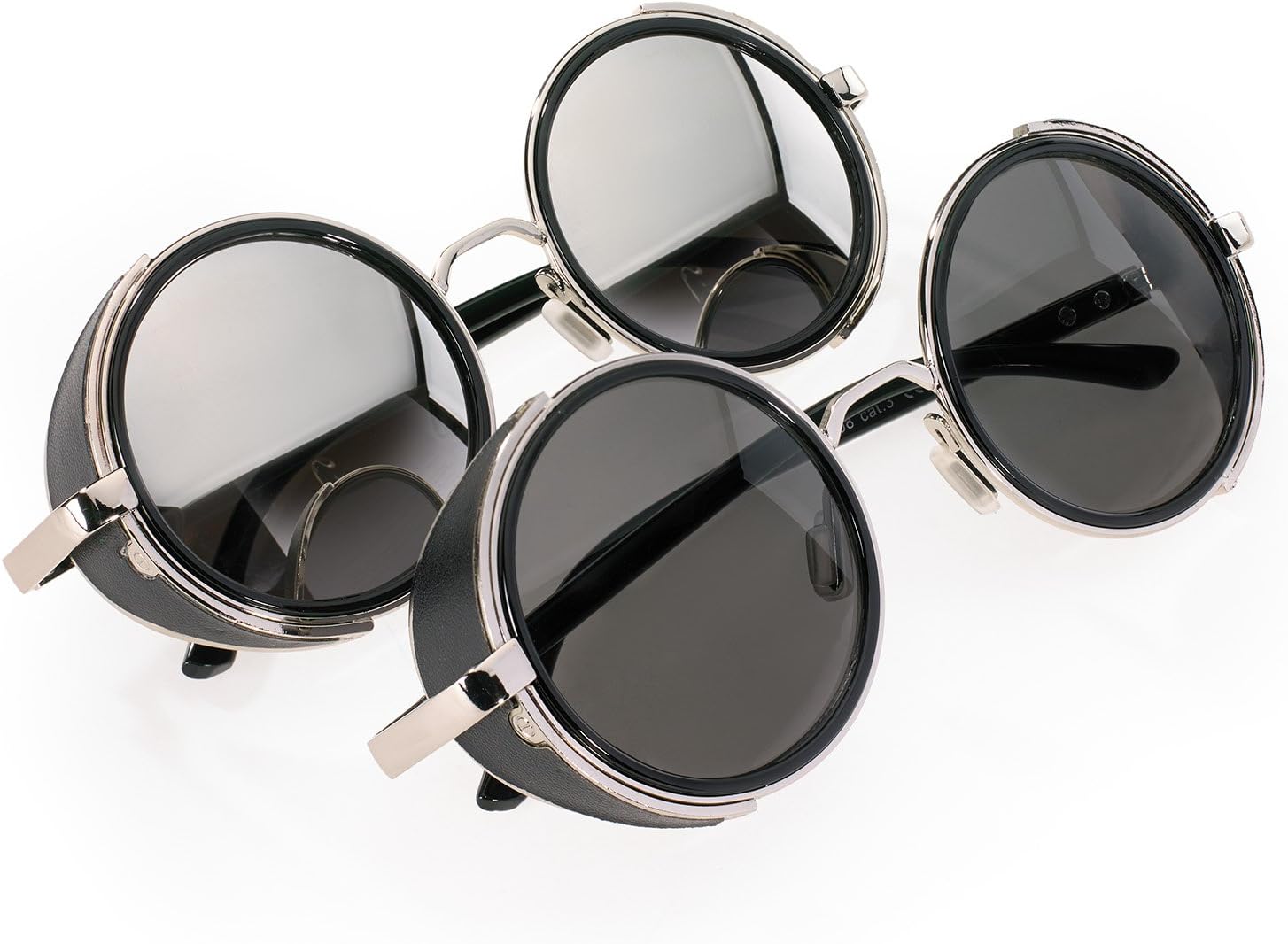 Romens LtdSet 2 Pair Men Women Round Cyber Mirrored Sunglasses Victorian Goth Steampunk Glasses