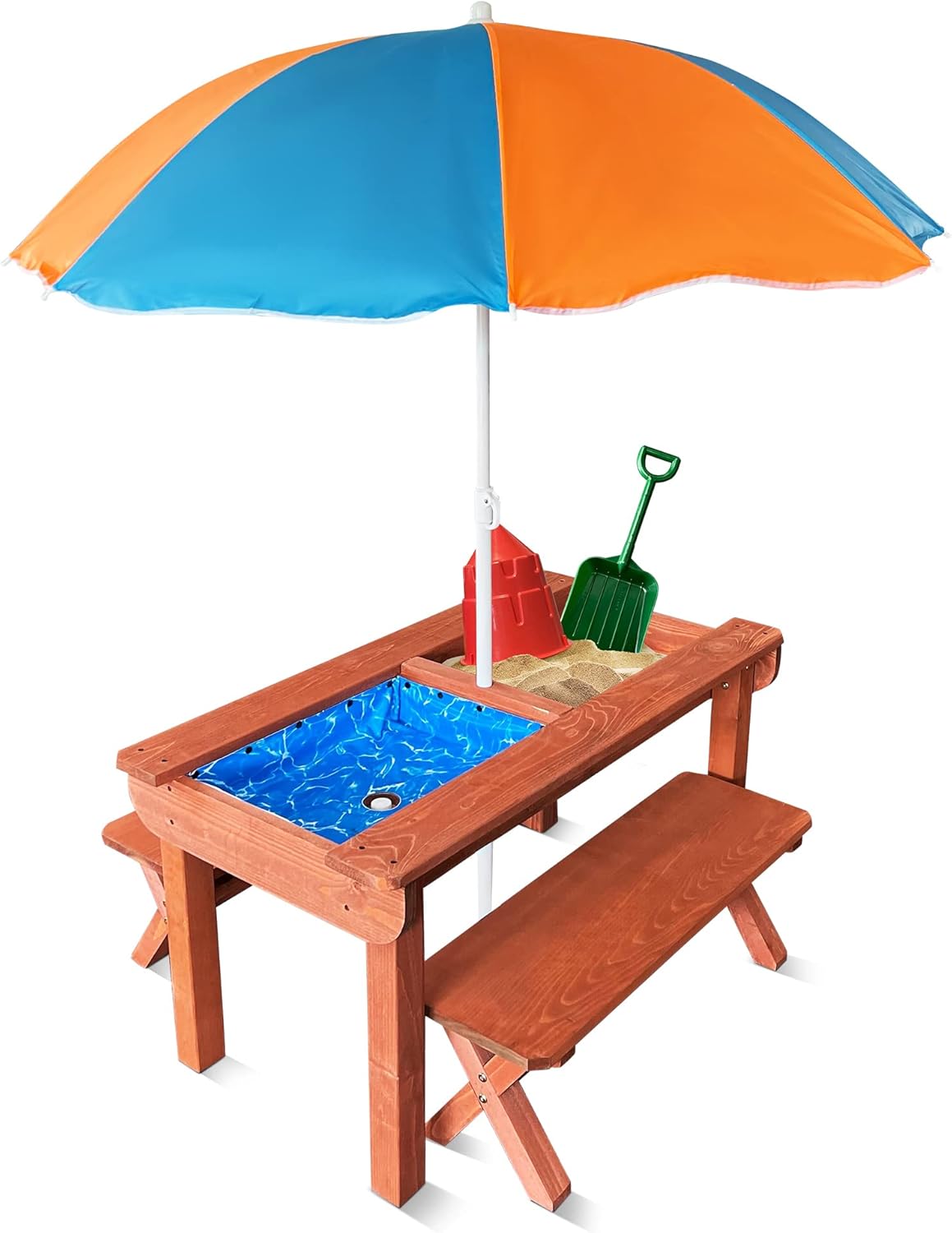 Back Bay Play 3 in 1 Wooden Convertible Sand and Water Table Indoor Outdoor Kids
