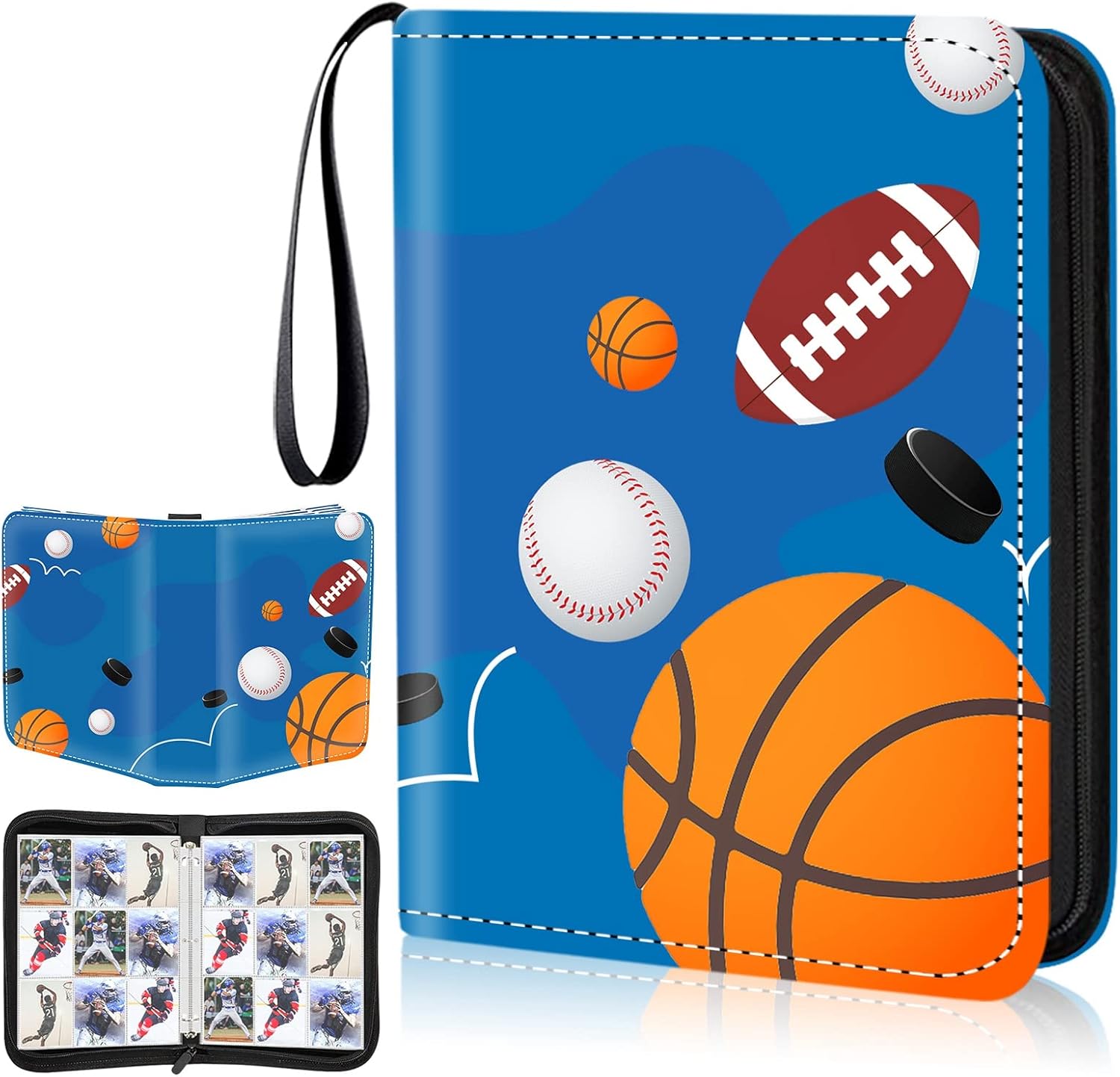 Sports Card Binder, 4-Pocket Trading Card Binder,400 Pockets Double Sided Pockets Baseball Card Binder, Football Baseball Basketball Hockey Card Collection Storage Album