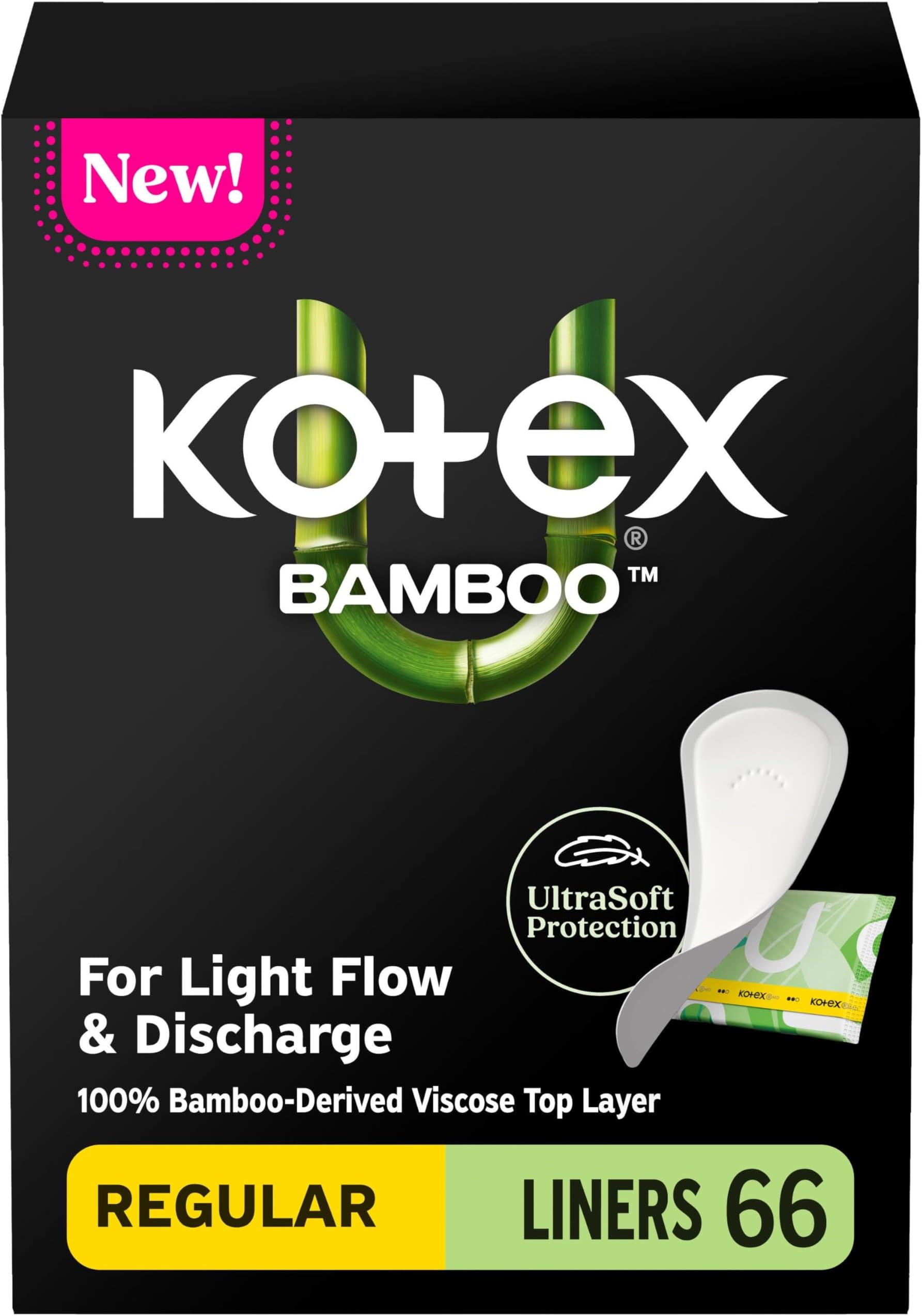 Bamboo Wrapped Liners, Light Absorbency, Regular Length, 66 Count (Packaging May Vary)