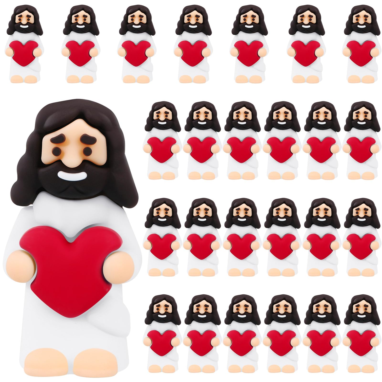 Mini figurines de Jésus en caoutchouc blanc Bememo pour fournitures de fête religieuse