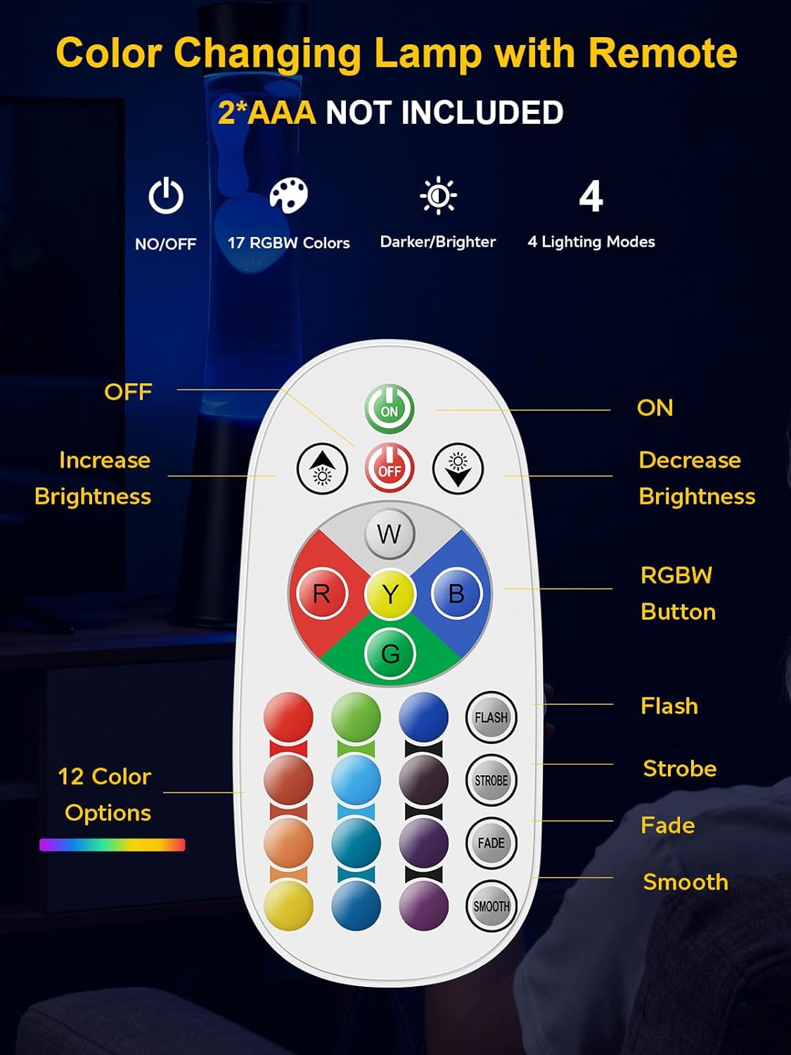 17-Color LED Liquid Motion Lamp with Remote, 15.5” Large Lava Lamp for Adults & Kids, Relaxing Night Light for Bedroom, Desk, or Living Room, Modern Home Decor & Gift Idea
