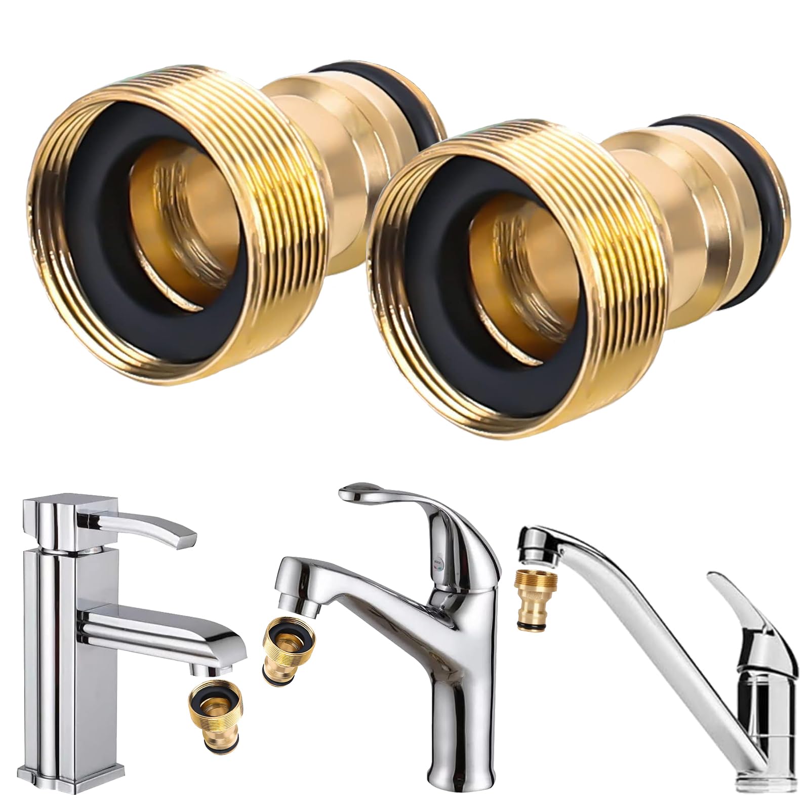 2Pcs Universal Kitchen Tap Hose Connector, Universal Tap Connector with M22 Female Thread and M24 Male Thread, Water Tap Hose Connector Adapter for Garden Kitchen Washing Machine