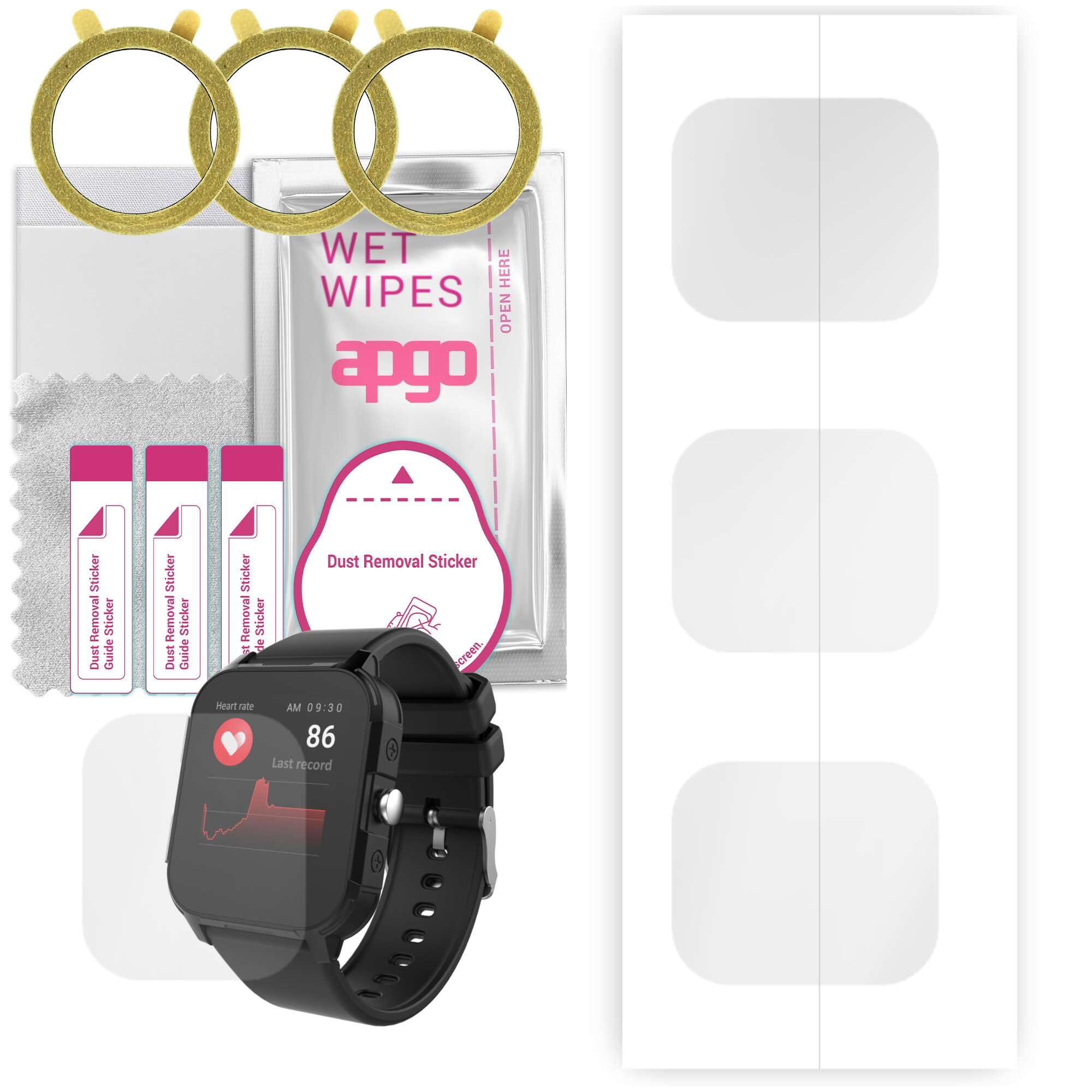 Produktbild von Apgo 3 Stück Schutzfolie, Klar, Kompatibel Mit Locon Life Plus Smartwatch, Hydrogel Displayschutzfolie Mit Positionierhilfe, Displayfolie, Robust Und