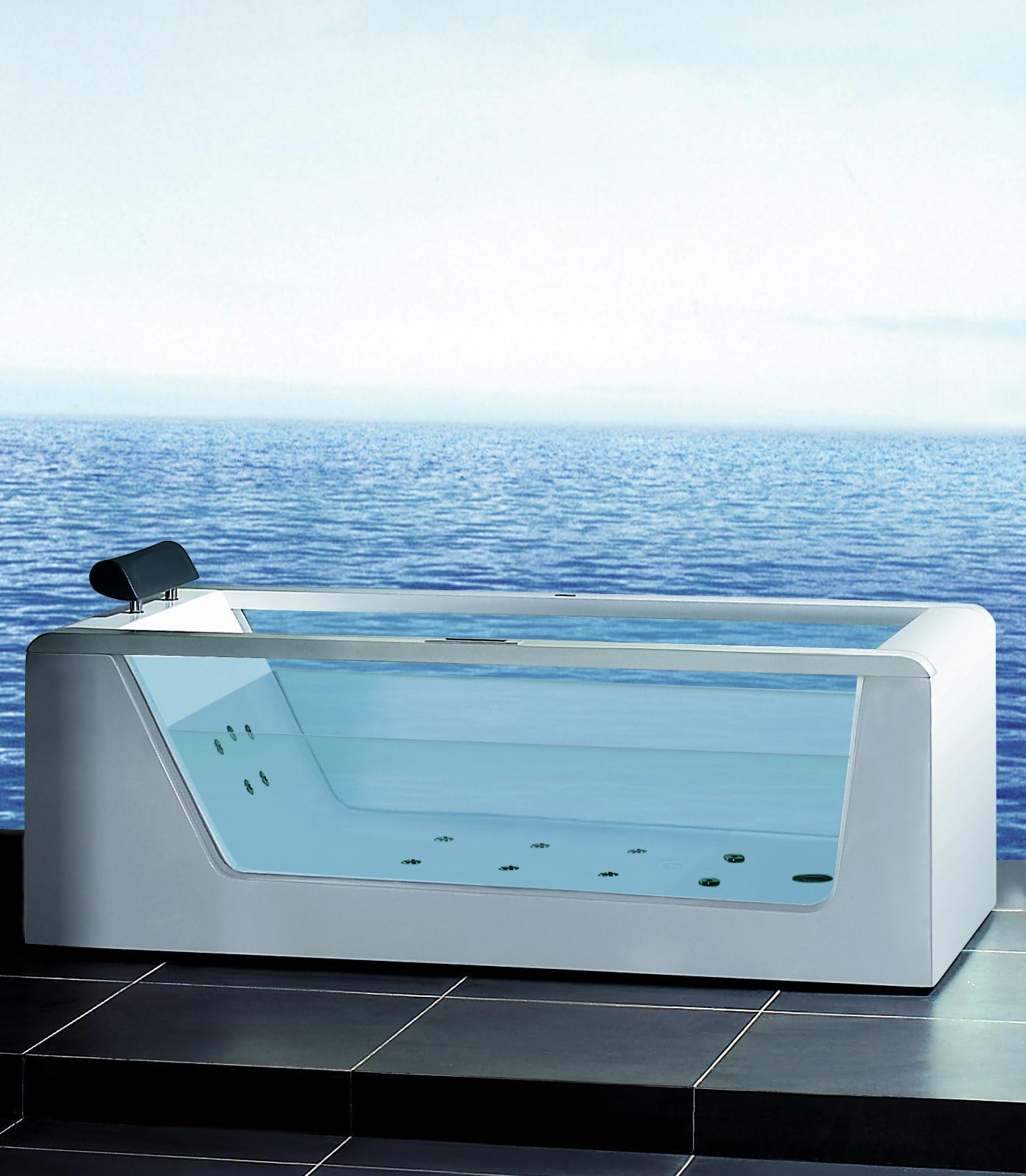 Ariel Bath AM152JDTSZ-70 Platinum Whirlpool Bathtub - 70.84" x 32.28" x 25.6"- Rectangular - Clear Side Panels