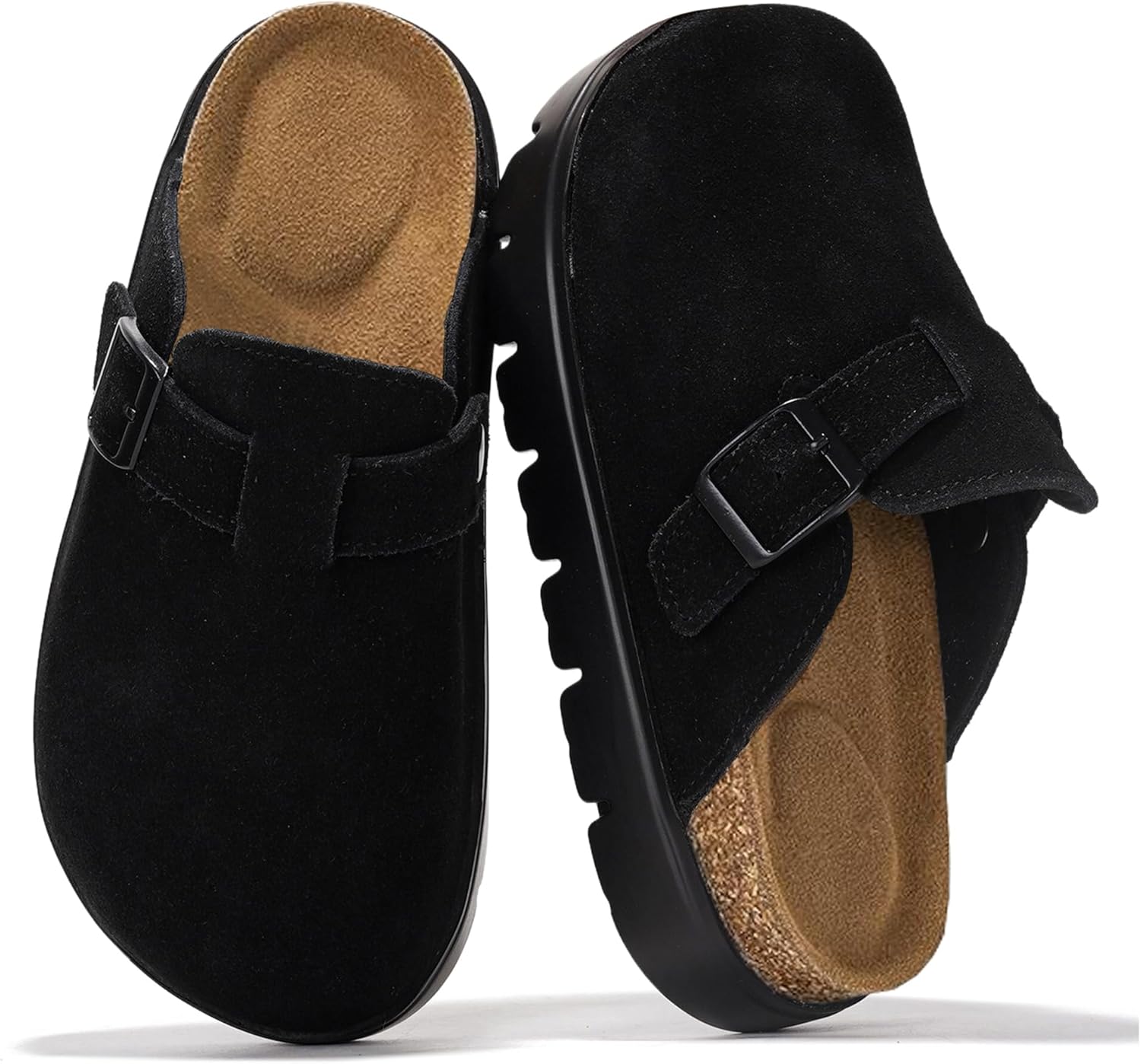 Project Cloud Chunky Kids Clogs – 100% Genuine Leather Clogs for Kids with Cork Footbed & Arch Support – Non-Slip Mules & Sandals for Girls Footwear (Little BentonChunky)