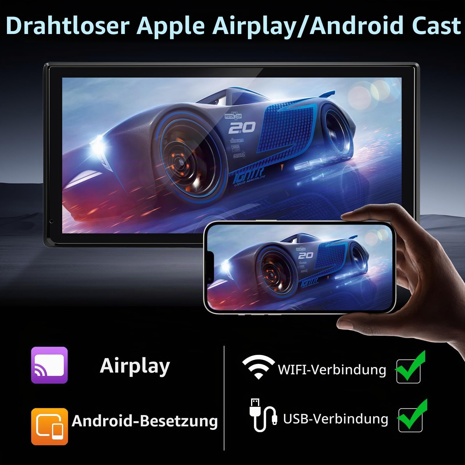Hodozzy RV 4 Rückfahrkamera System mit Drahtloses Carplay Android Auto, 10.36 Zoll IPS Bluetooth Touchcreen, 1080P DVR mit USB/TF Karte, IP68 Wasserdicht Nachtsicht für RV LKW Anhänger Bus Camper