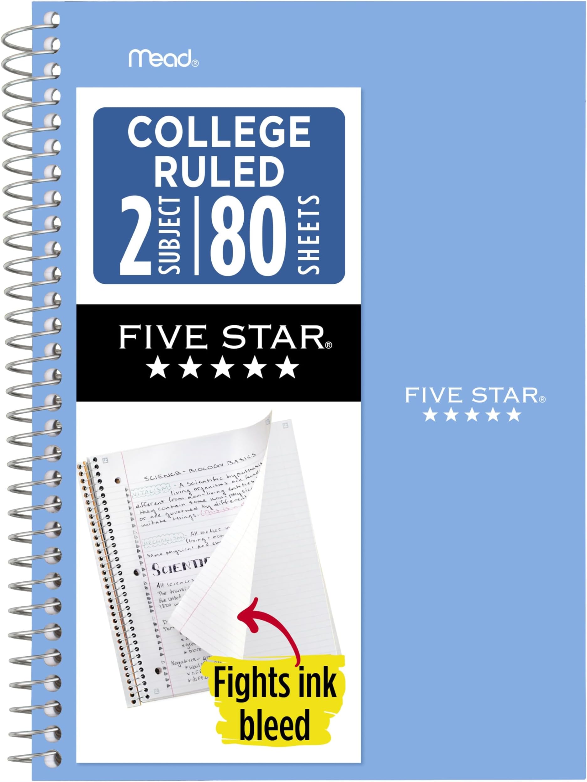 Notebook, 2 Subject, College Ruled, 9 1/2" x 6" 80 Sheets, Tidewater Blue (840029CG1-ECM)