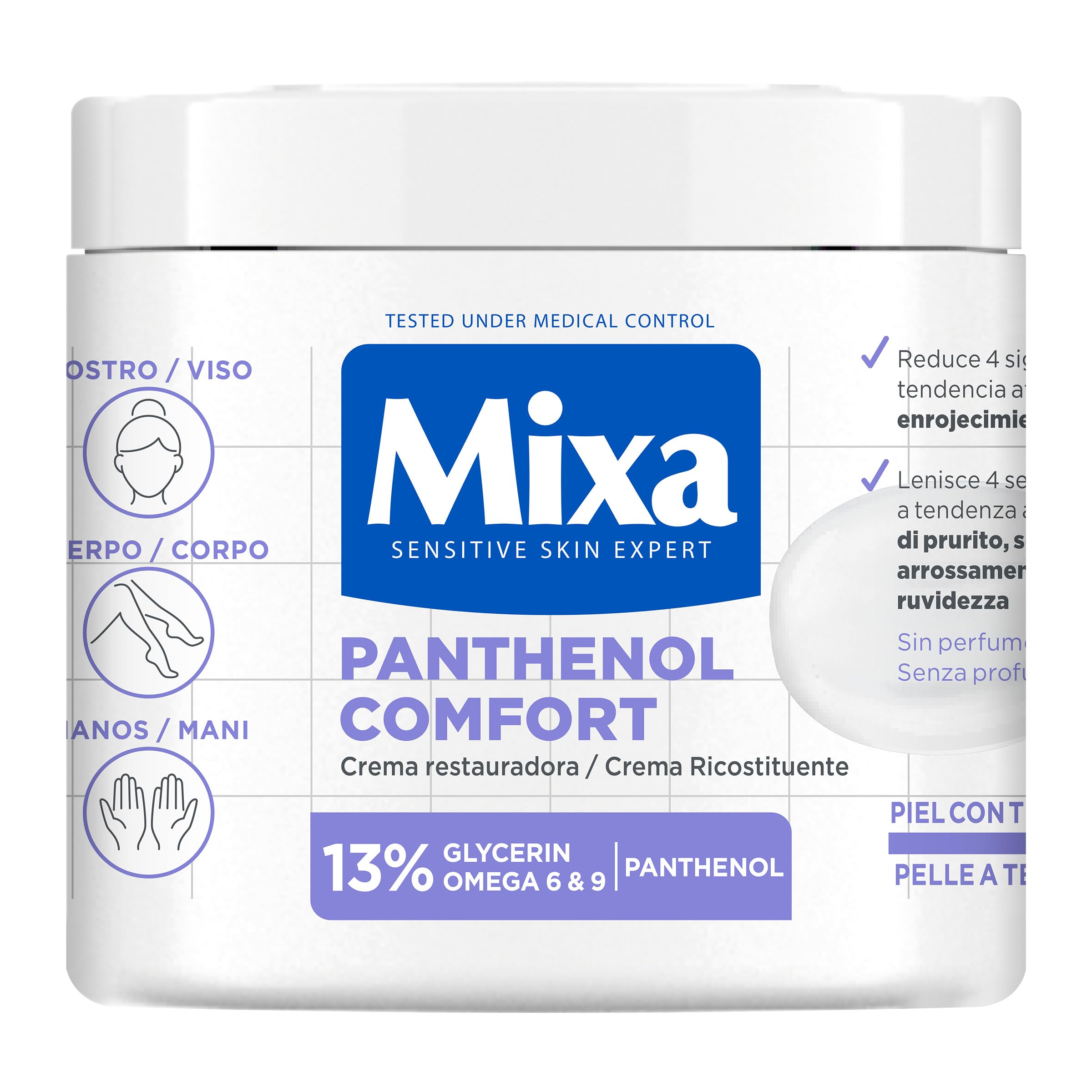 Mixa Panthenol Comfort Recovery Cream 400ml, Colourful, 400 ml (Pack of 1)